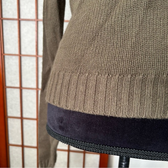 Olive Green Asymmetrical Turtleneck Sweater - Picture 14 of 16